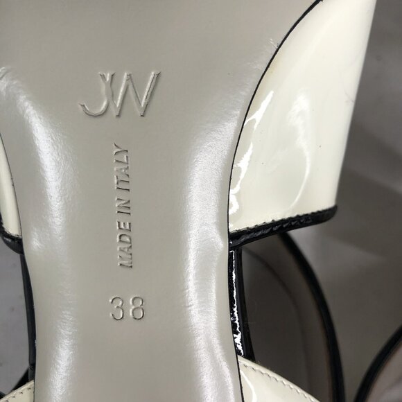 Jason Wu Heels Womens 7.5 US 38 EU White Black Patent Leather Lattice Accent - Picture 11 of 16
